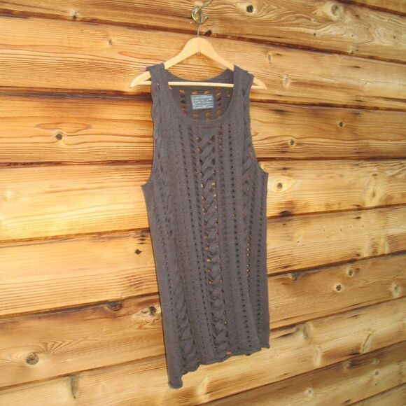 All Saints Brown Open Knit Top Tunic - Picture 3 of 8